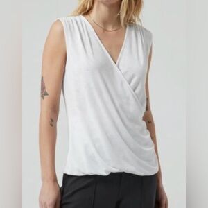 Athleta‎ Women's Breezy Wrap Tank Size XS White Lightweight Modal Flaw